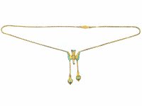 Early 19th Century St Esprit 15ct Gold & Turquoise Necklace with Two Drops