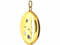 Art Nouveau 18ct Gold Round Locket set with Sapphires & Diamonds
