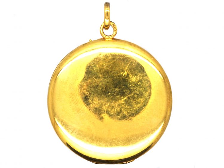 Art Nouveau 18ct Gold Round Locket set with Sapphires & Diamonds