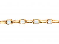 Retro 14ct Gold bracelet set with Aquamarines