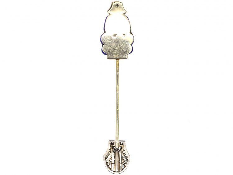 French 18ct White Gold Jabot Pin of Confucius