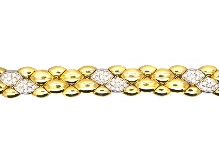 1980s 18ct Gold & Diamond Articulated Bracelet