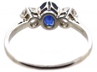 Early 20th Century Platinum, Sapphire & Diamond Three Stone Ring