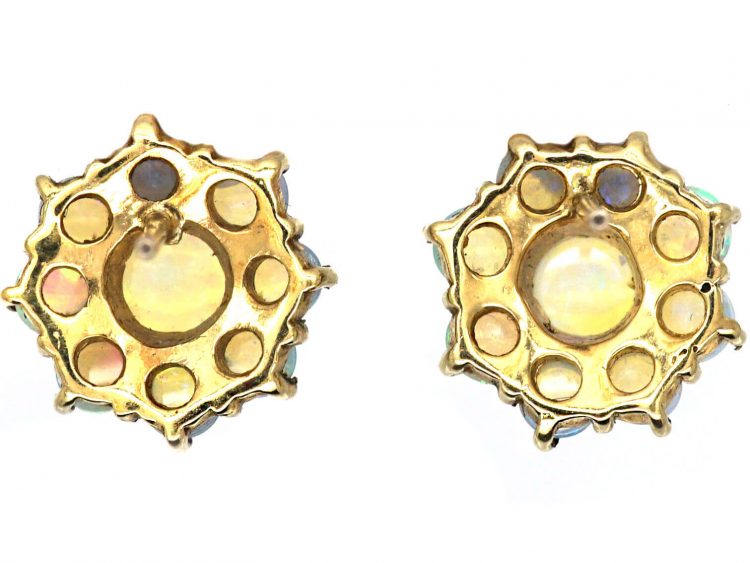 9ct Gold Opal Cluster Earrings