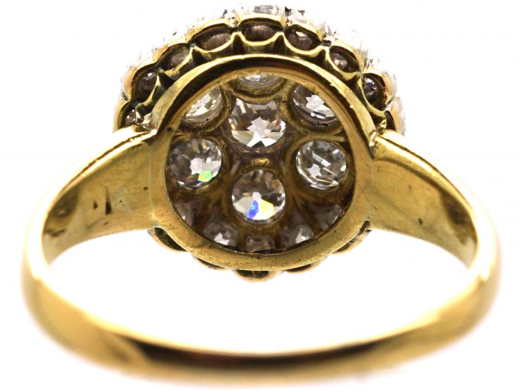 Edwardian 18ct Gold & Platinum, Hexagonal Diamond Cluster Ring