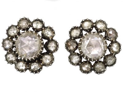 19th Century Dutch Rose Diamond Cluster Earrings