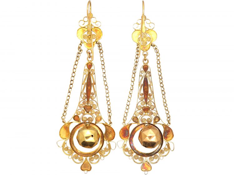 French Early 19th Century Long Drop Earrings