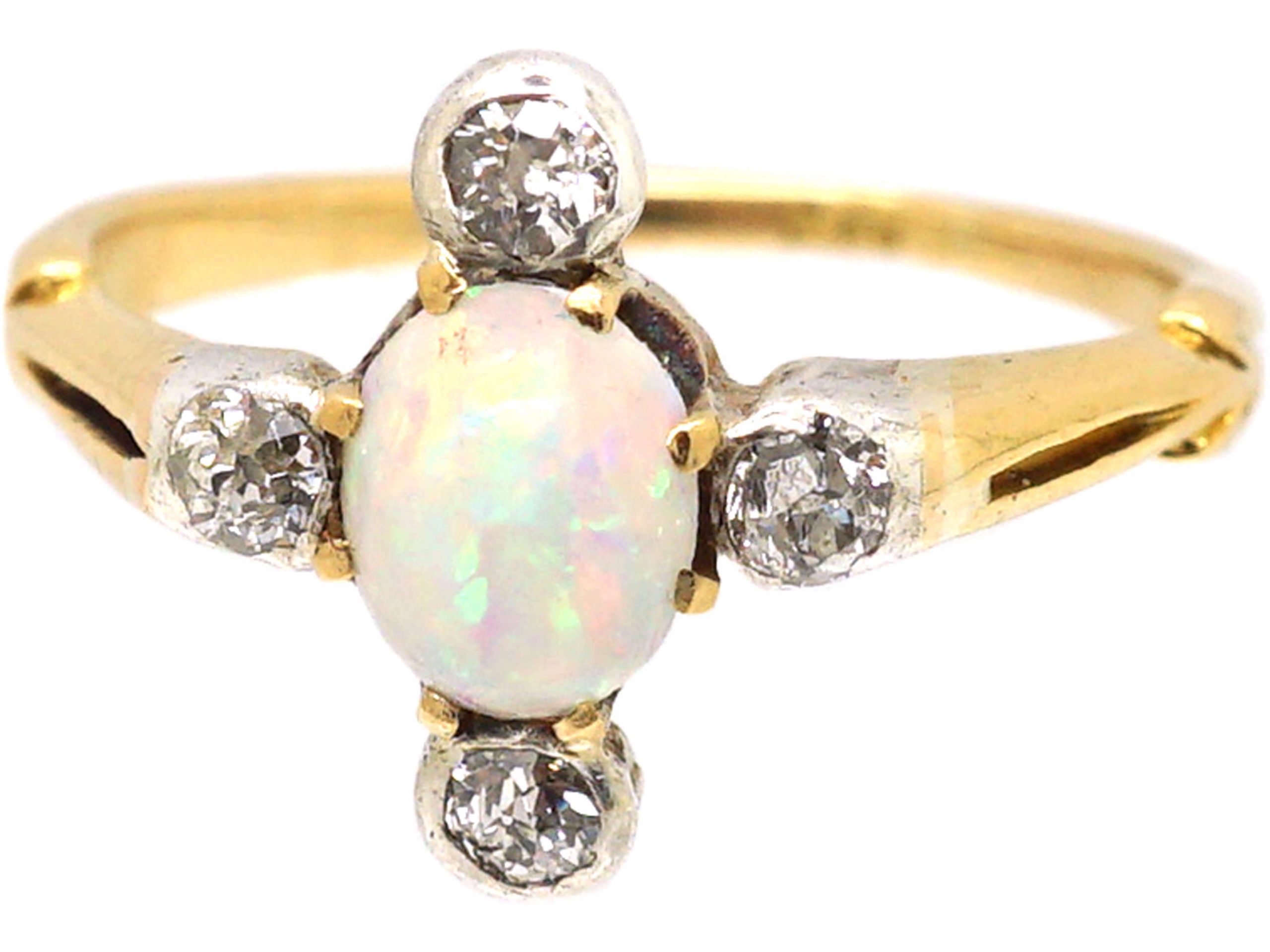 Edwardian 18ct Gold & Platinum, Opal & Diamond Ring (801W) | The ...