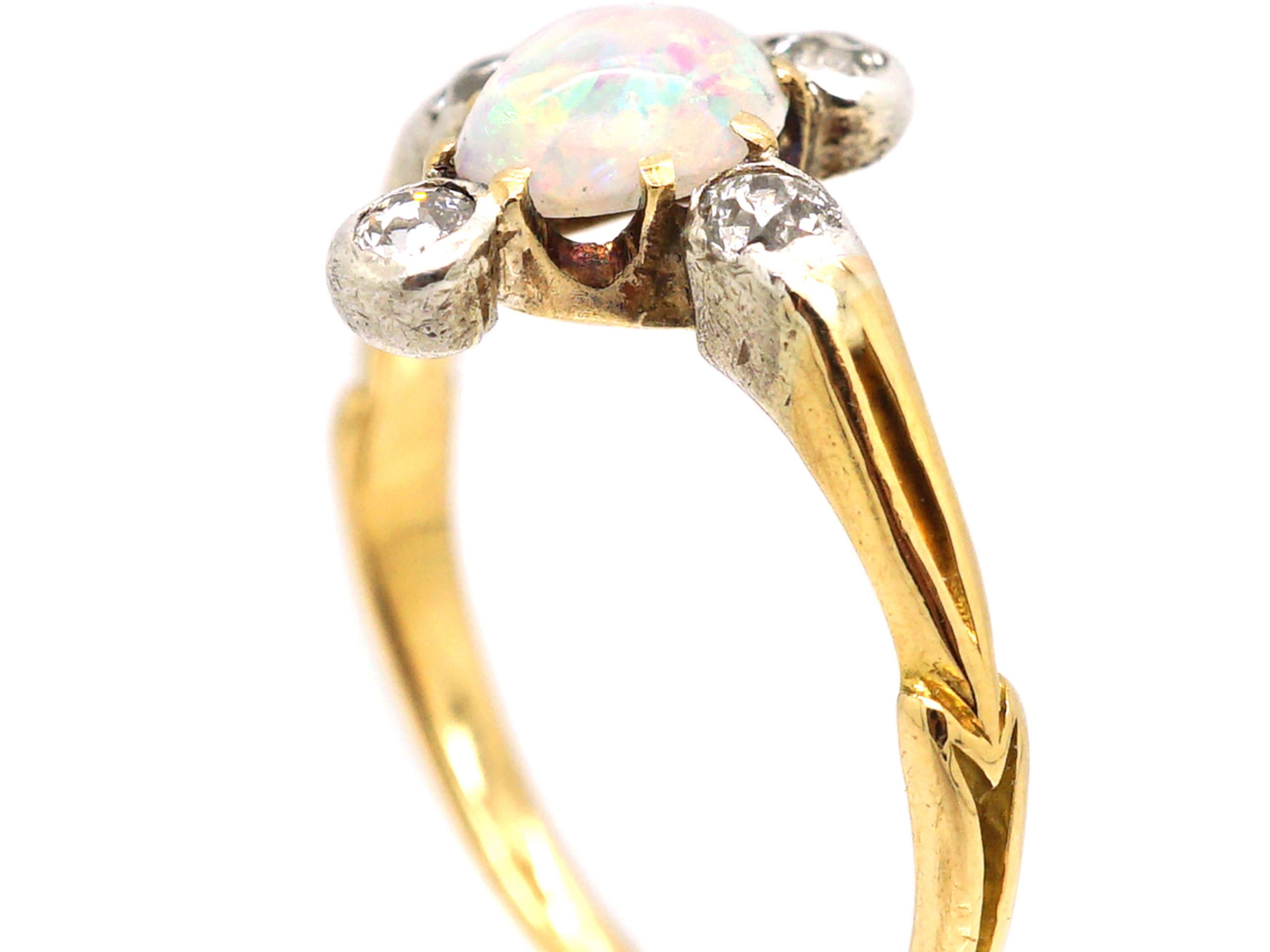 Edwardian 18ct Gold & Platinum, Opal & Diamond Ring (801W) | The ...