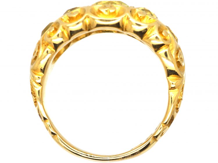 Victorian 18ct Gold Ring set with Five Chrysoberyls