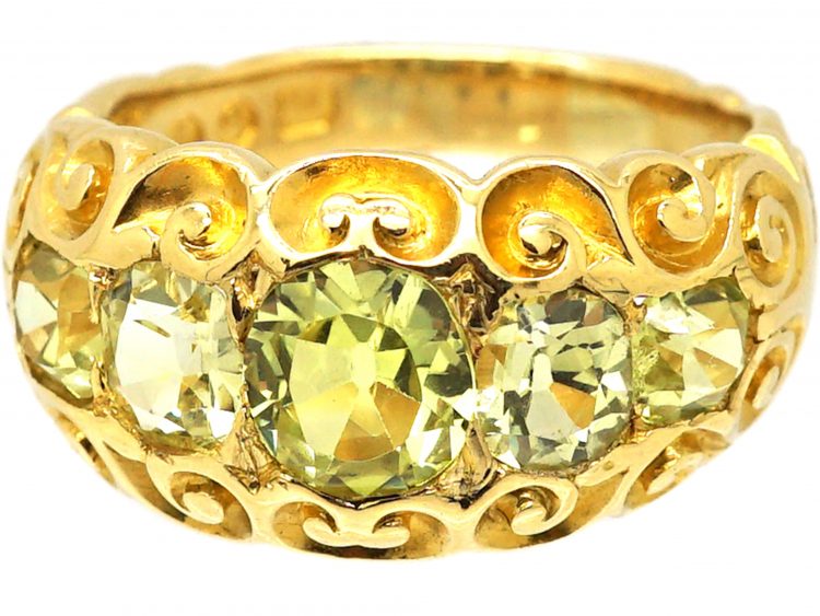 Victorian 18ct Gold Ring set with Five Chrysoberyls