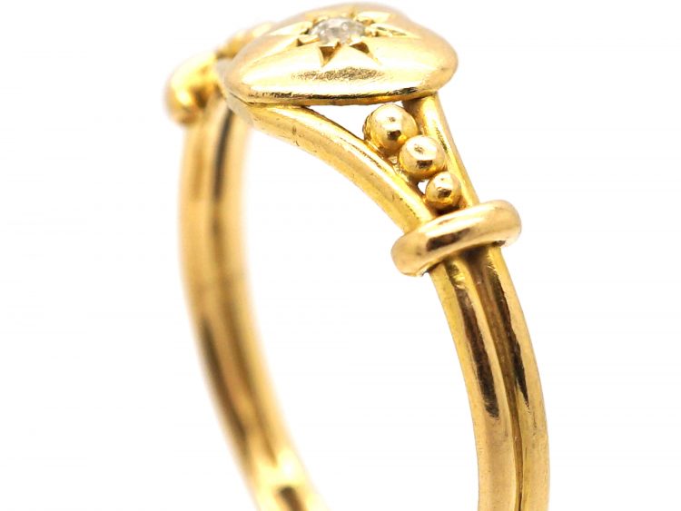 Edwardian 18ct Gold Heart Shaped Ring set with a Diamond