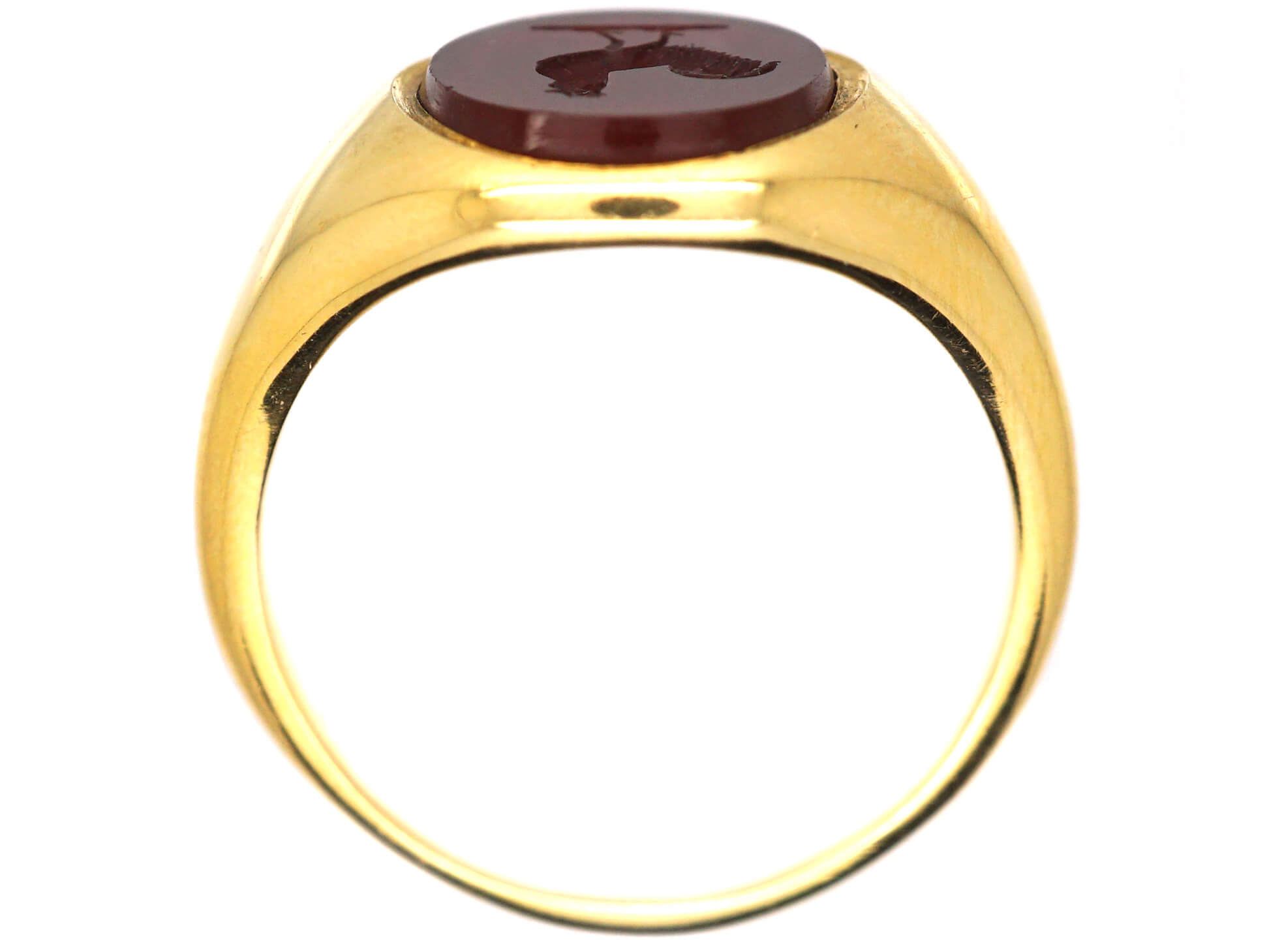Edwardian 18ct Gold Signet Ring with Carnelian Intaglio of a Cockerel ...