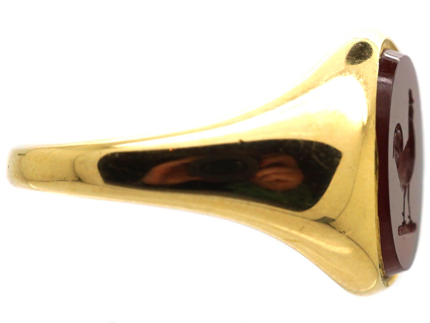 Edwardian 18ct Gold Signet Ring with Carnelian Intaglio of a Cockerel ...