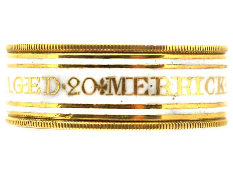Georgian 18ct Gold & White Enamel Ring from 1806