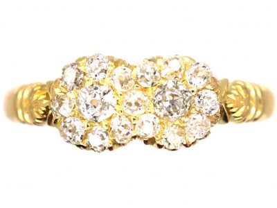 Victorian 18ct Gold Double Cluster Ring set with Diamonds