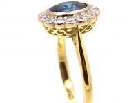 Edwardian 18ct Gold & Platinum, Sapphire & Diamond Oval Cluster Ring