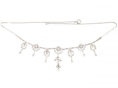 Private: Edwardian Platinum & Diamond Festoon Necklace in Fitted Case
