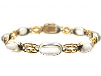 Edwardian 15ct Gold & Platinum Bracelet set with Moonstones