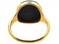 Victorian 18ct Gold Signet Ring with Boodstone Intaglio of a Ram