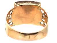 Georgian 9ct Gold Ring with Hair Compartment & Black & White Enamel Detail