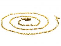 Edwardian 15ct Gold Chain with Batons set with Natural Pearls