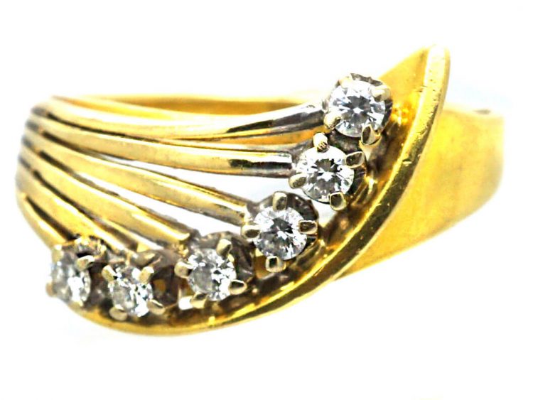 18ct Gold Modernist Swirl Ring set with Diamonds