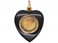 Victorian 15ct Gold Onyx Heart Shaped Pendant set with Natural Split Pearls