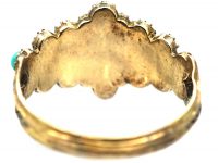 Early 19th Century 15ct Gold, Turquoise & Natural Split Pearl Cluster Ring