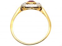 Early 20th Century 18ct Gold & Platinum, Ruby & Diamond Rectangular Shaped Ring