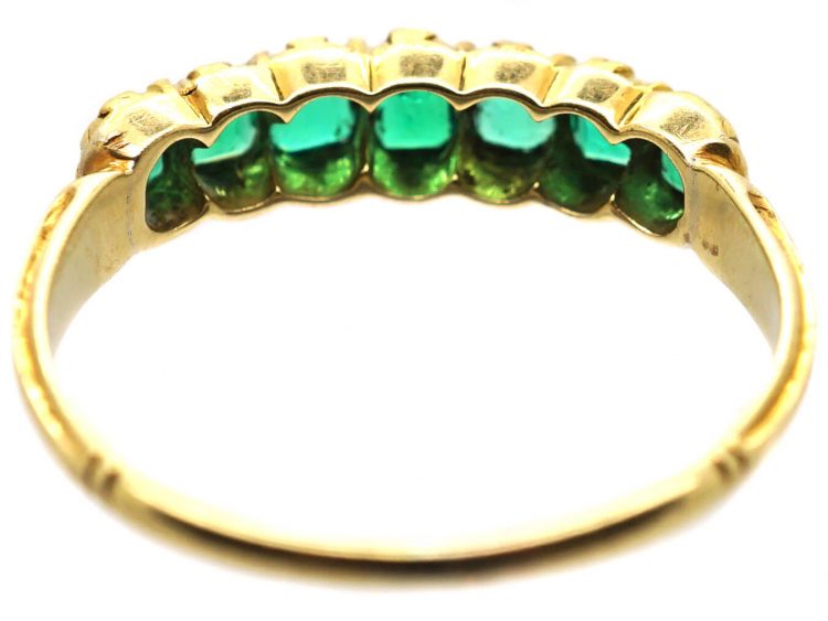 Victorian 18ct Gold Seven Stone Emerald Ring