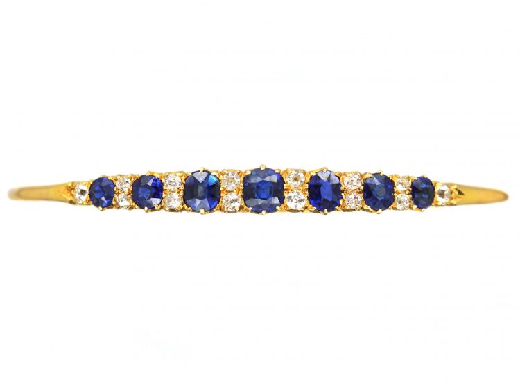 Edwardian 15ct Gold Bangle set with Sapphires & Diamonds
