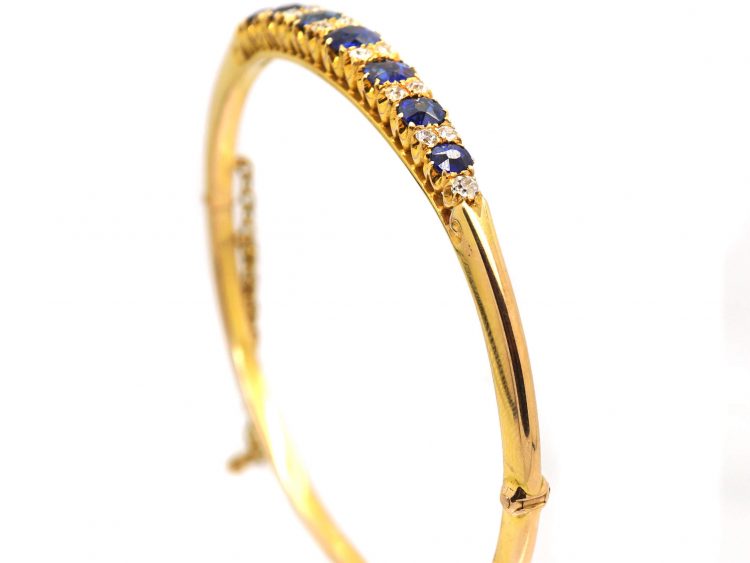 Edwardian 15ct Gold Bangle set with Sapphires & Diamonds