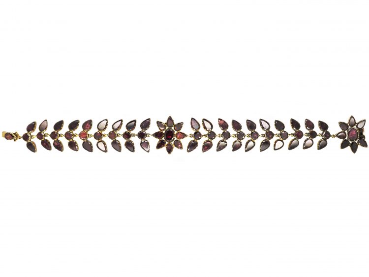 Georgian 15ct Gold, Flat Cut Almandine Garnet Bracelet