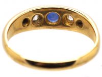 Victorian 18ct Gold Ring Rub Over Set with Sapphires & Diamonds by Deakin & Francis