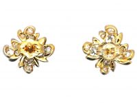 Victorian Diamond Flower Cluster Earrings