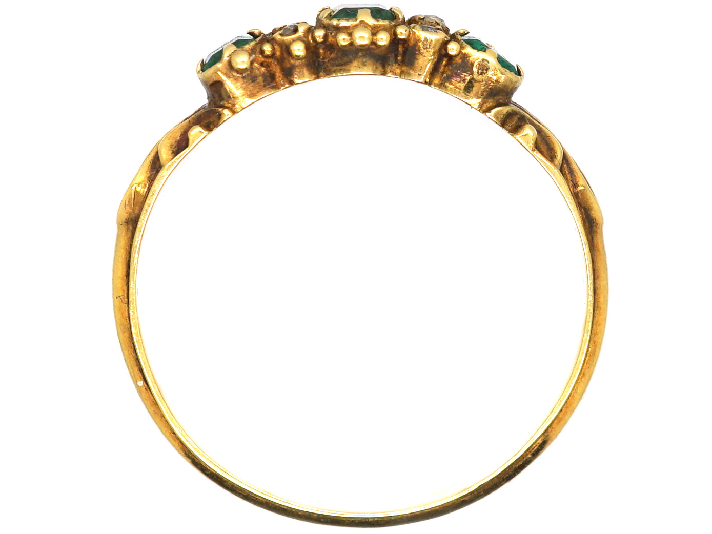 Regency 18ct Gold, Three Stone Emerald & Diamond Ring (63X) | The ...