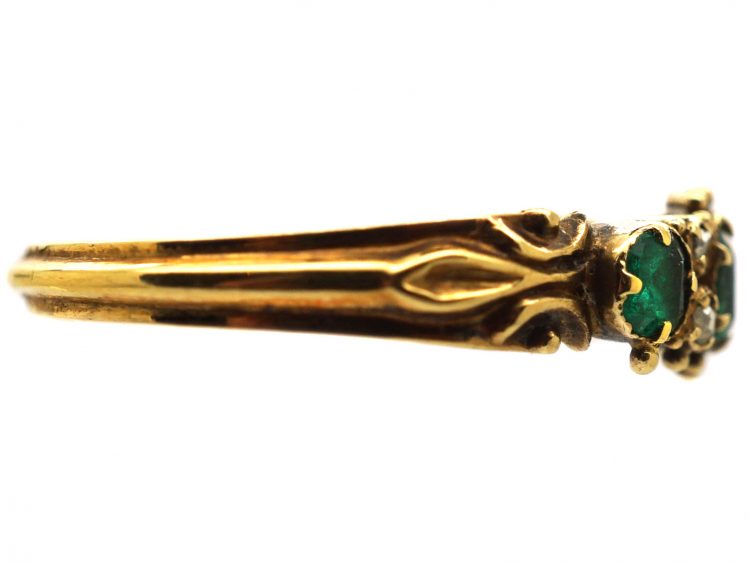 Regency 18ct Gold, Three Stone Emerald & Diamond Ring