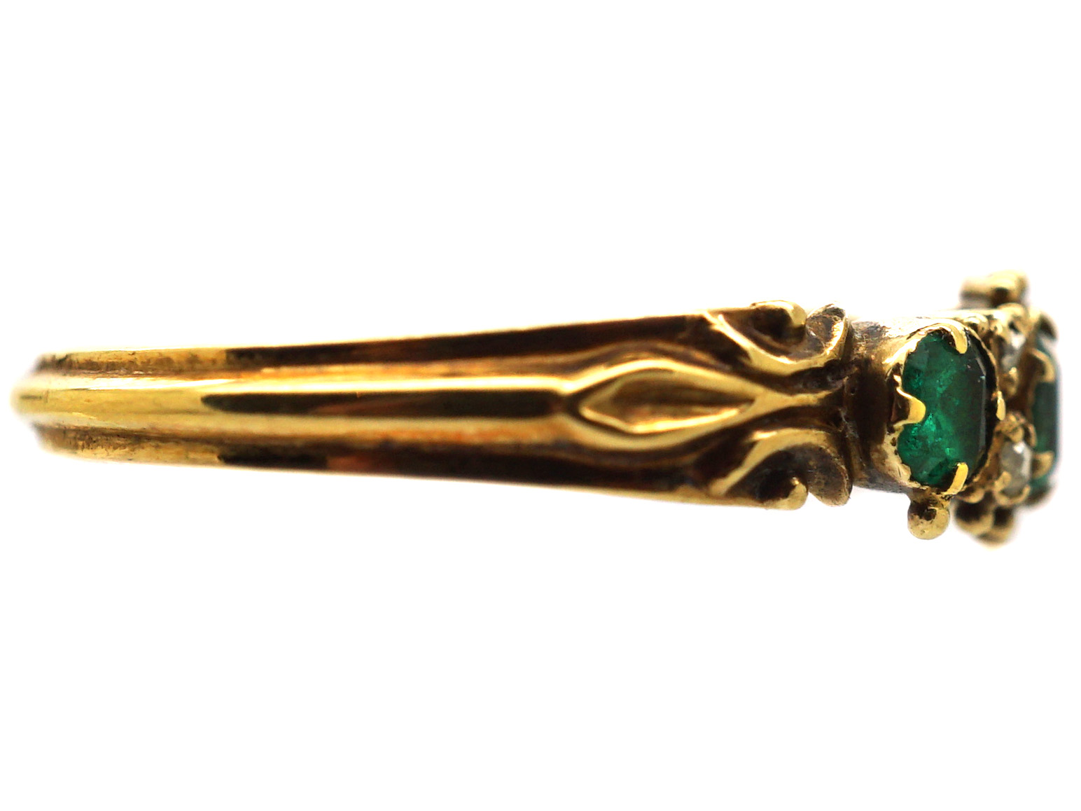 Regency 18ct Gold, Three Stone Emerald & Diamond Ring (63X) | The ...