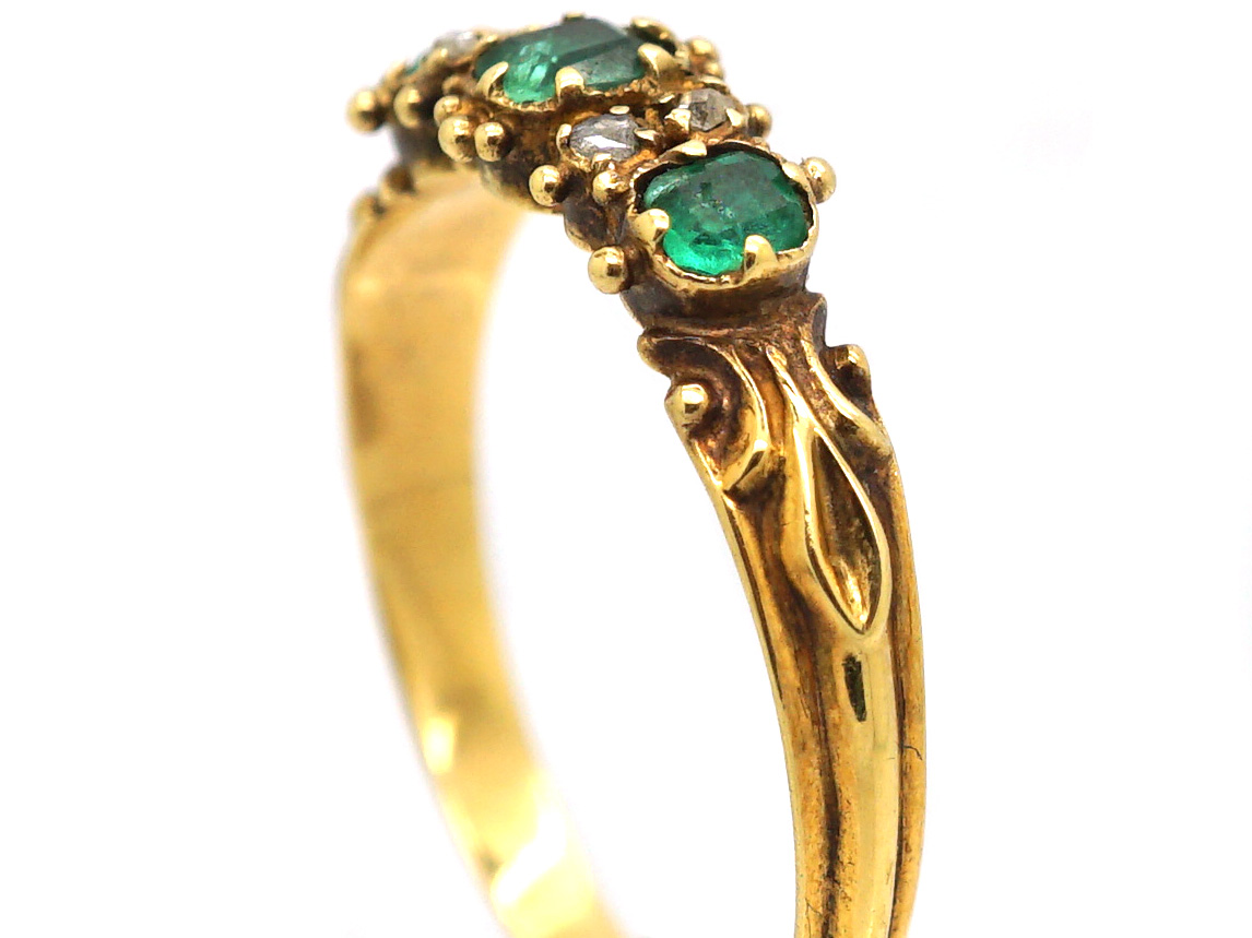 Regency Style Rings Regency 18ct Gold, Three Stone Emerald & Diamond Ring (63X) | The ...