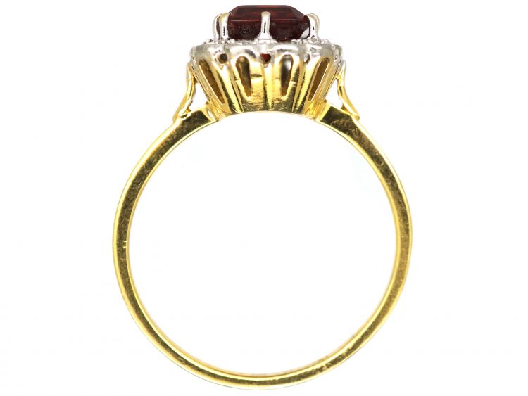 Mid 20th Century Madeira Citrine & Diamond Rectangular Cluster Ring
