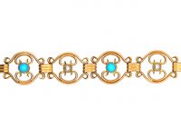 Edwardian 15ct Gold Bracelet set with Turquoise & Natural Split Pearls