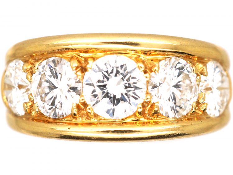 French 18ct Gold Five Stone Diamond Ring set with D colour Flawless Diamonds