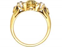 Victorian 18ct Gold Three Stone Diamond Ring set with a Yellow Diamond in the Centre