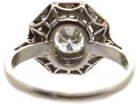 French Early 20th Century Platinum, Diamond Octagonal Cluster Ring