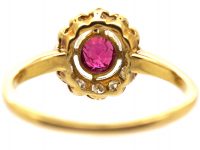 Edwardian 18ct Gold & Platinum, Diamond & Ruby Cluster Ring