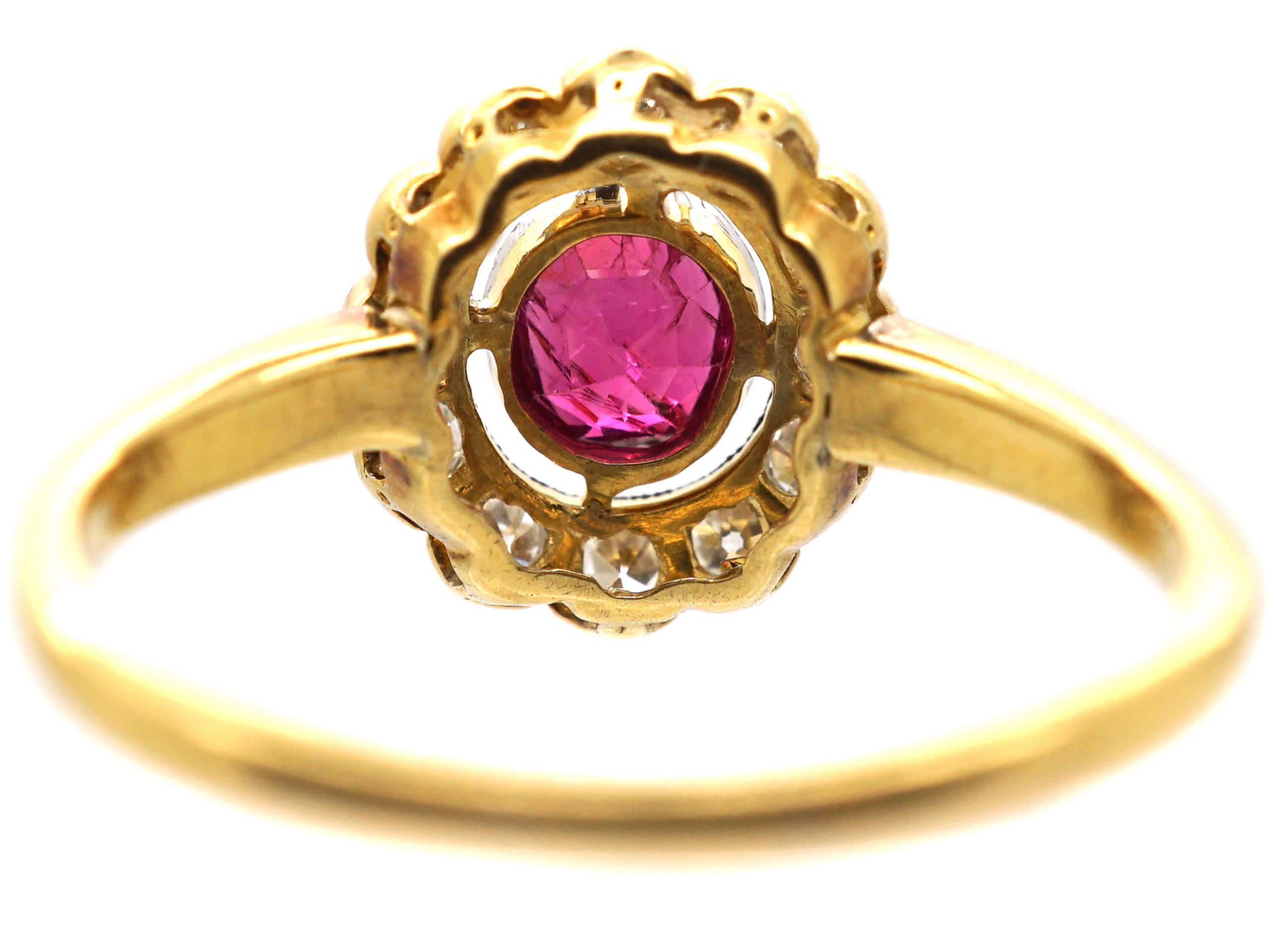 Edwardian 18ct Gold & Platinum, Diamond & Ruby Cluster Ring (66X) | The ...