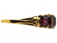 Victorian 18ct Gold Five Stone Almandine Garnet Ring with Rose Diamond Points