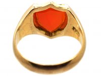 Edwardian 9ct Gold Signet Ring with a Shield set with a Carnelian