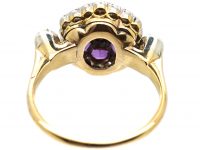 Edwardian 18ct Gold, Amethyst & Diamond Flower Cluster Ring